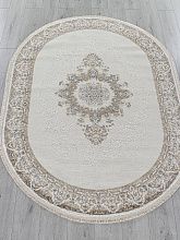 Пушистый круглый ковер MOSSO 27236A CREAM / BLUE Овал