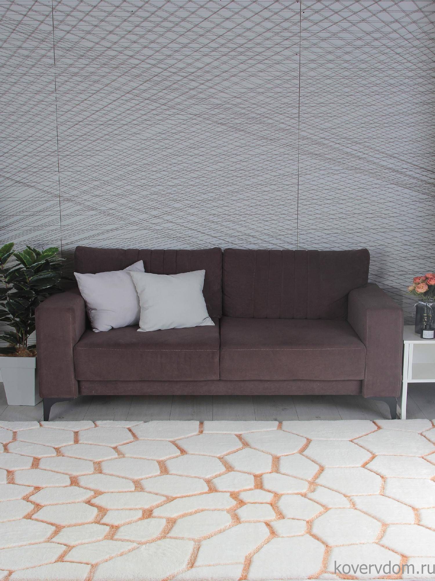 Ковер из искусственного меха RABBIT CARVING PX4003 CREAM / TERRA