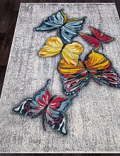 Овальный ковер с бабочками RIO C064 GRAY-MULTICOLOR